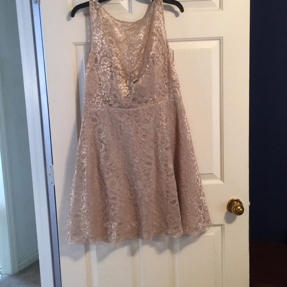 David’s Bridal Gold Lace Dress size 12
